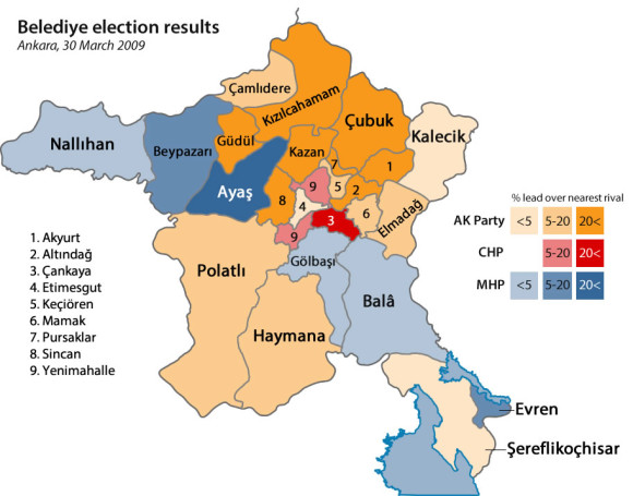 Ankara election results by district, 2009
