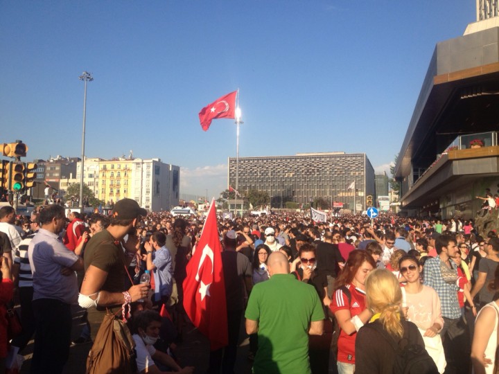 Taksim square facing the Atatürk Culture Centre in the early evening