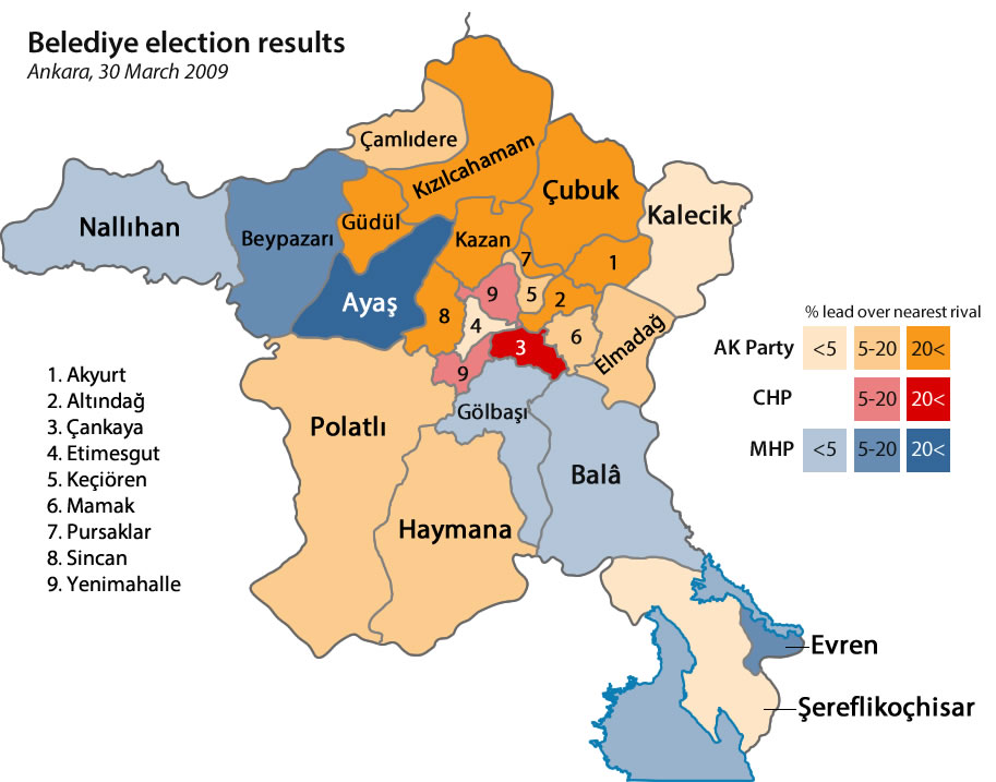 Ankara election results by district, 2009